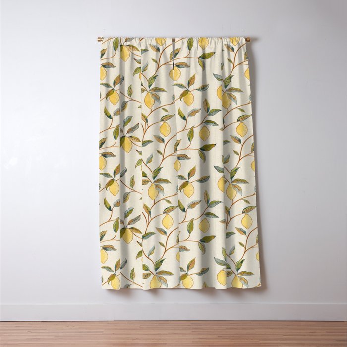 William Morris Vintage Lemon Tree Pattern Window Curtain Gallery Image 3