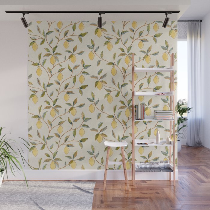 William Morris Vintage Lemon Tree Pattern Wall Mural Gallery Image 1