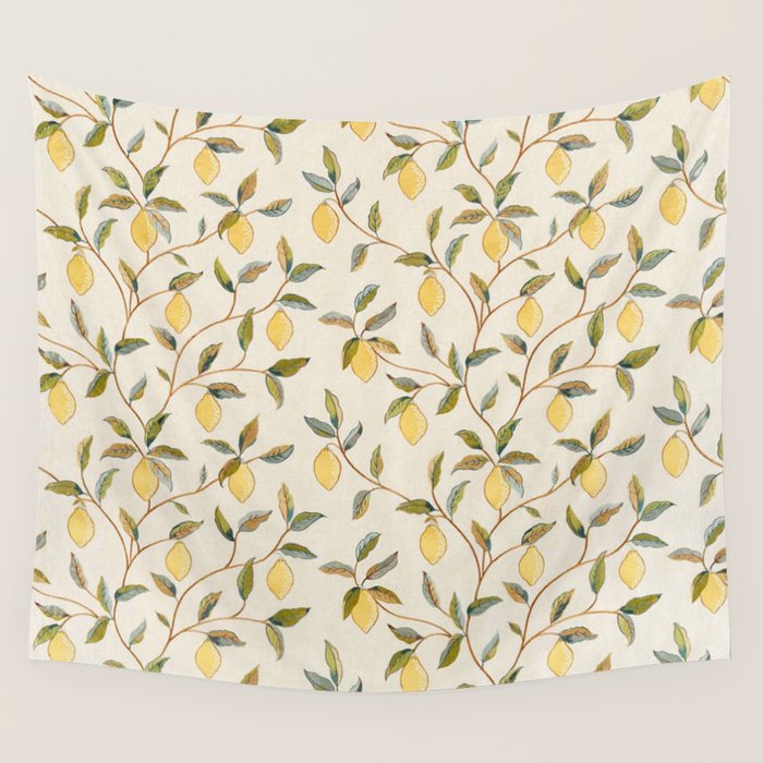 William Morris Vintage Lemon Tree Pattern Wall Tapestry Gallery Image 1