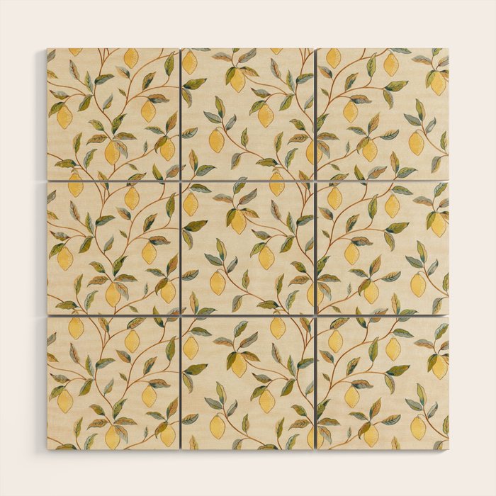 William Morris Vintage Lemon Tree Pattern Wood Wall Art Gallery Image 1