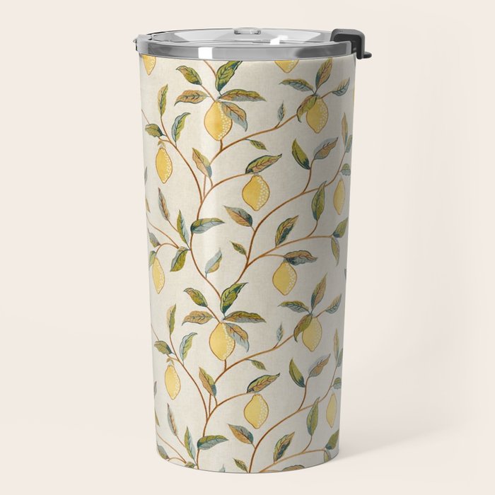 William Morris Vintage Lemon Tree Pattern Travel Mug Gallery Image 2
