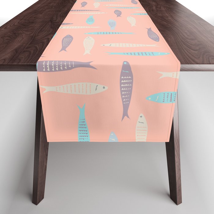 Sardines on Pink Table Runner Gallery Image 1