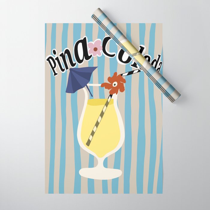 Pina Colada cocktail Wrapping Paper Gallery Image 1