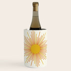 Sunburst Mid Century Modern Sun in Orange and Mustard on Light Cream Wine Chiller Gallery Image 1