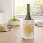 Sunburst Mid Century Modern Sun in Orange and Mustard on Light Cream Wine Chiller Gallery Image 4