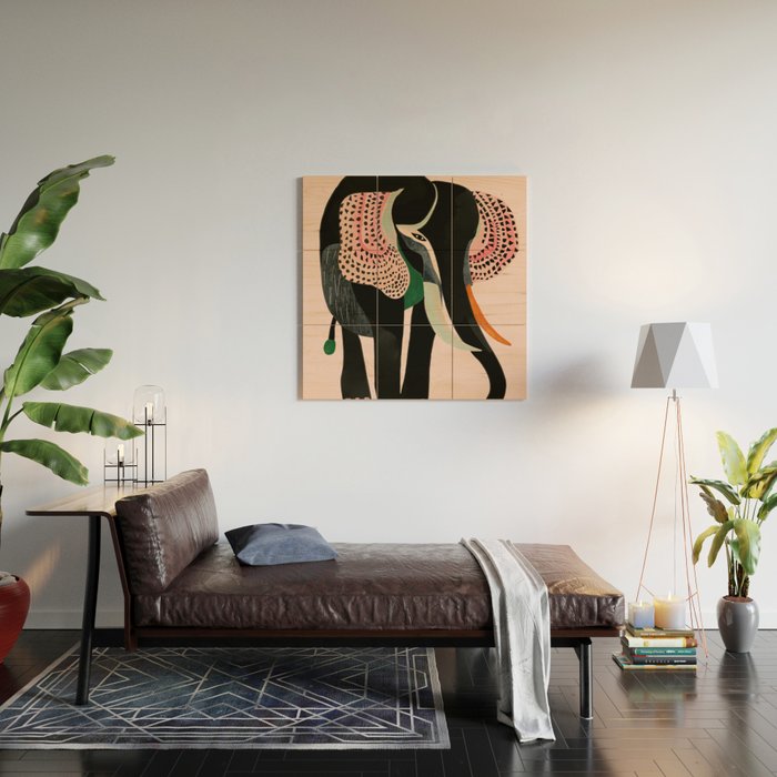 Abstract Elephant Wood Wall Art Gallery Image 2