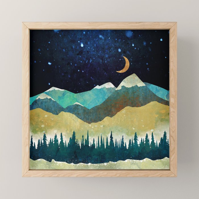 Snowy Night Mini Art Print Gallery Image 1