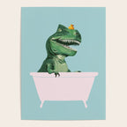 Playful T-Rex in Bathtub in Green Poster Gallery Image 4