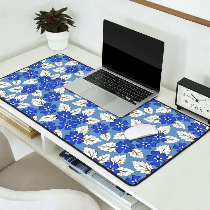 Tossed sakura flowers in blue Desk Mat Gallery Image 2