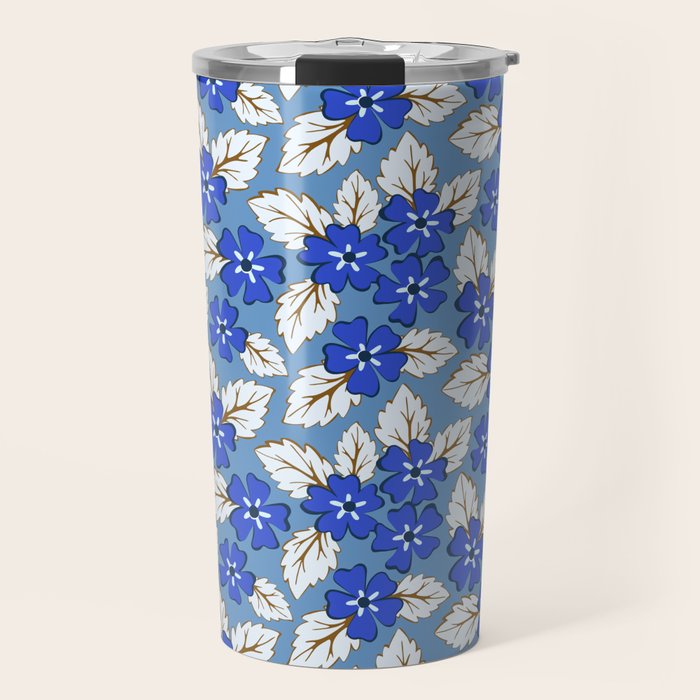 Tossed sakura flowers in blue Travel Mug Gallery Image 1