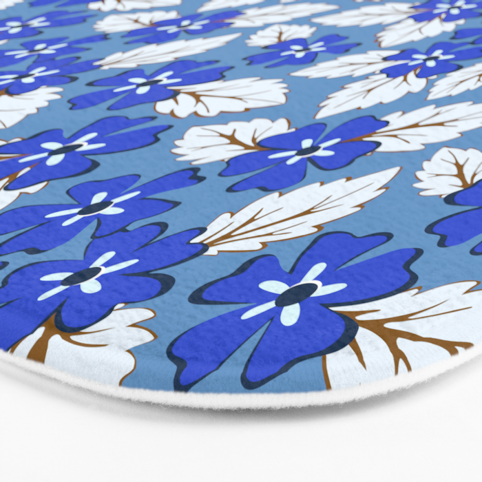 Tossed sakura flowers in blue Bath Mat Gallery Image 3
