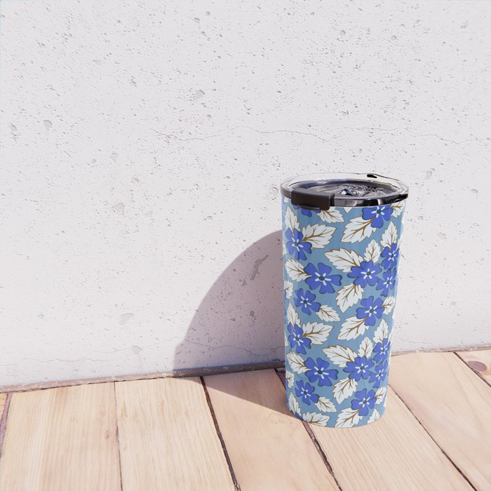 Tossed sakura flowers in blue Travel Mug Gallery Image 4