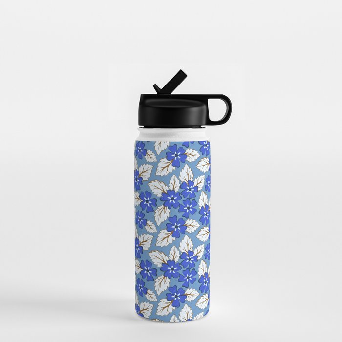Tossed sakura flowers in blue Water Bottle Gallery Image 1