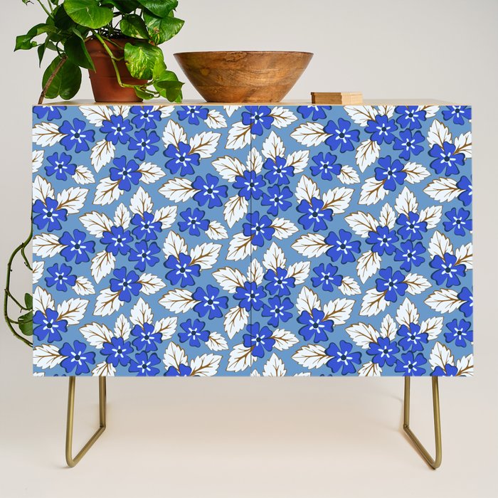 Tossed sakura flowers in blue Credenza Gallery Image 1