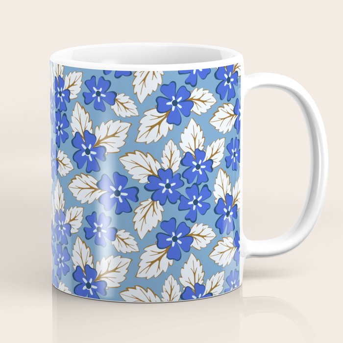 Tossed sakura flowers in blue Coffee Mug Gallery Image 1