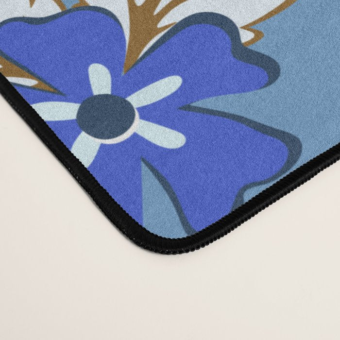 Tossed sakura flowers in blue Desk Mat Gallery Image 4