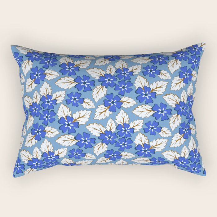 Tossed sakura flowers in blue Rectangular Pillow Gallery Image 1
