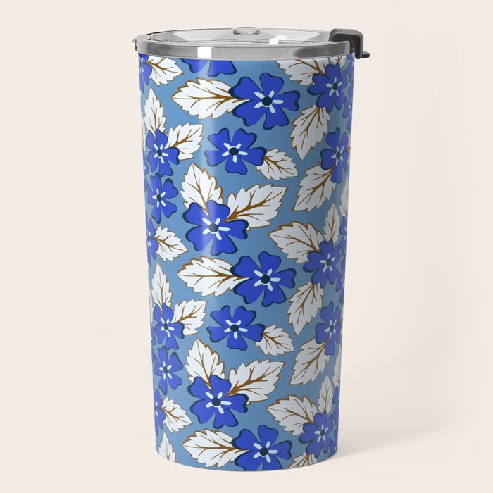 Tossed sakura flowers in blue Travel Mug Gallery Image 2