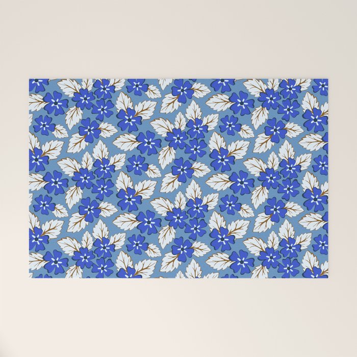 Tossed sakura flowers in blue Welcome Mat Gallery Image 1