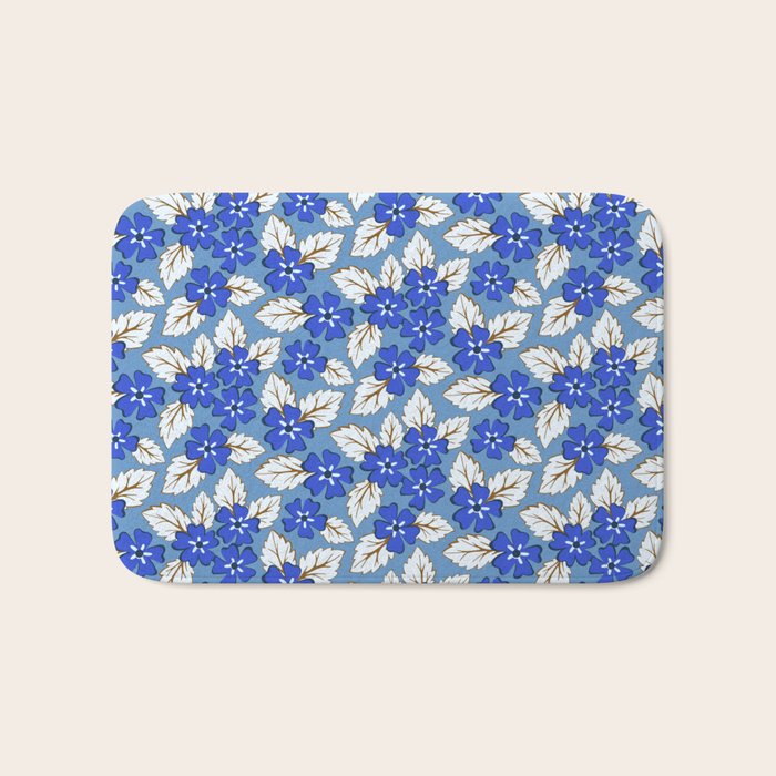 Tossed sakura flowers in blue Bath Mat Gallery Image 1