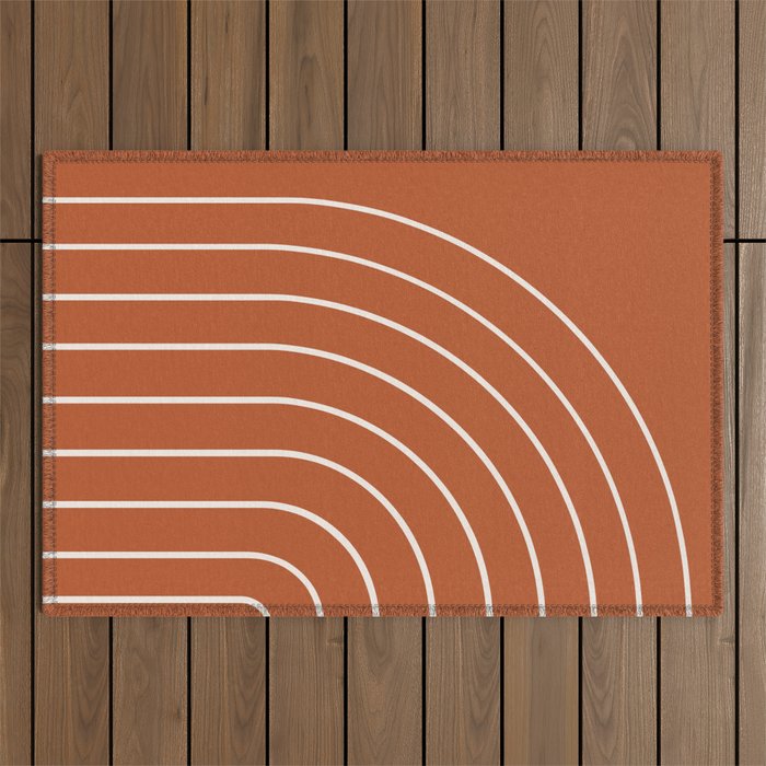 Minimal Arch XX Red Modern Geometric Lines Outdoor Rug Gallery Image 1