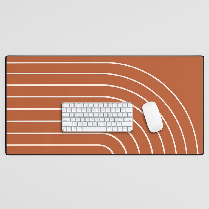 Minimal Arch XX Red Modern Geometric Lines Desk Mat Gallery Image 1