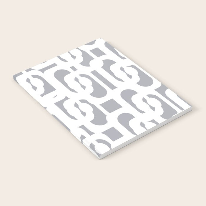 Mid Century Modern Loops Pattern in White and Gray Notebook Gallery Image 1