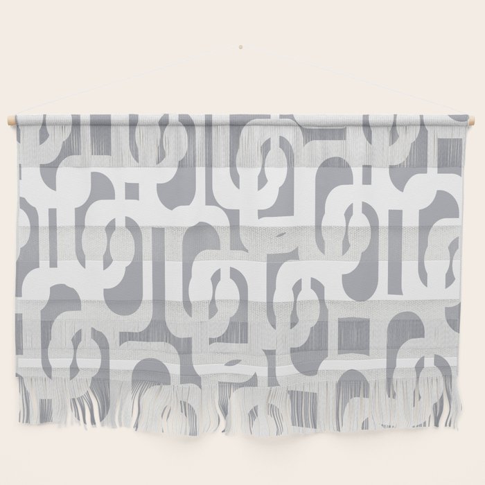 Mid Century Modern Loops Pattern in White and Gray Wall Hanging Gallery Image 1