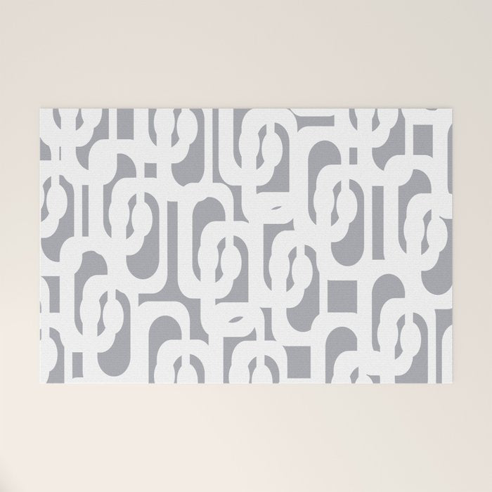Mid Century Modern Loops Pattern in White and Gray Welcome Mat Gallery Image 1
