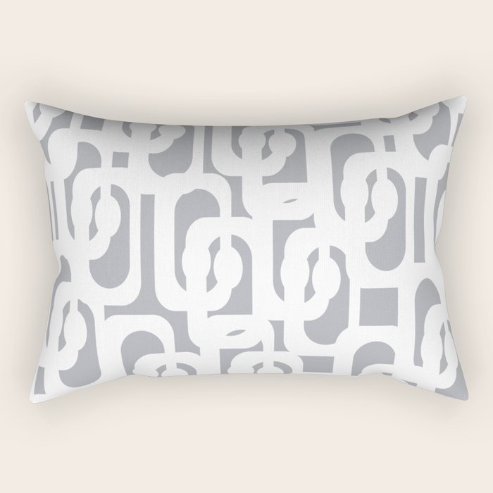 Mid Century Modern Loops Pattern in White and Gray Rectangular Pillow Gallery Image 1