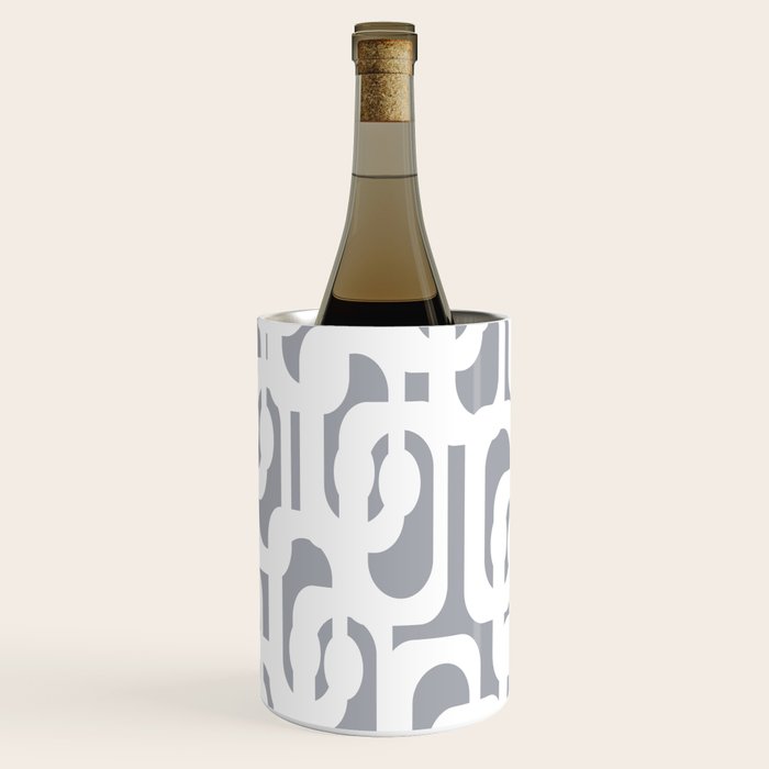 Mid Century Modern Loops Pattern in White and Gray Wine Chiller Gallery Image 2