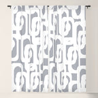 Mid Century Modern Loops Pattern in White and Gray Window Curtain Gallery Image 5