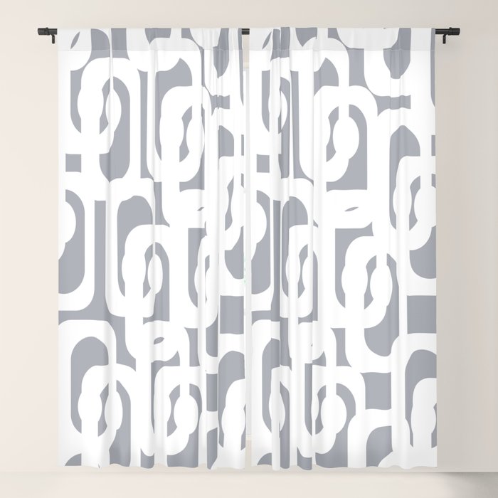 Mid Century Modern Loops Pattern in White and Gray Window Curtain Gallery Image 5