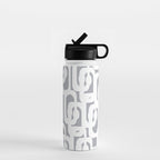 Mid Century Modern Loops Pattern in White and Gray Water Bottle Gallery Image 1