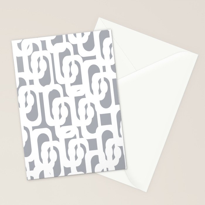 Mid Century Modern Loops Pattern in White and Gray Stationery Card Gallery Image 2