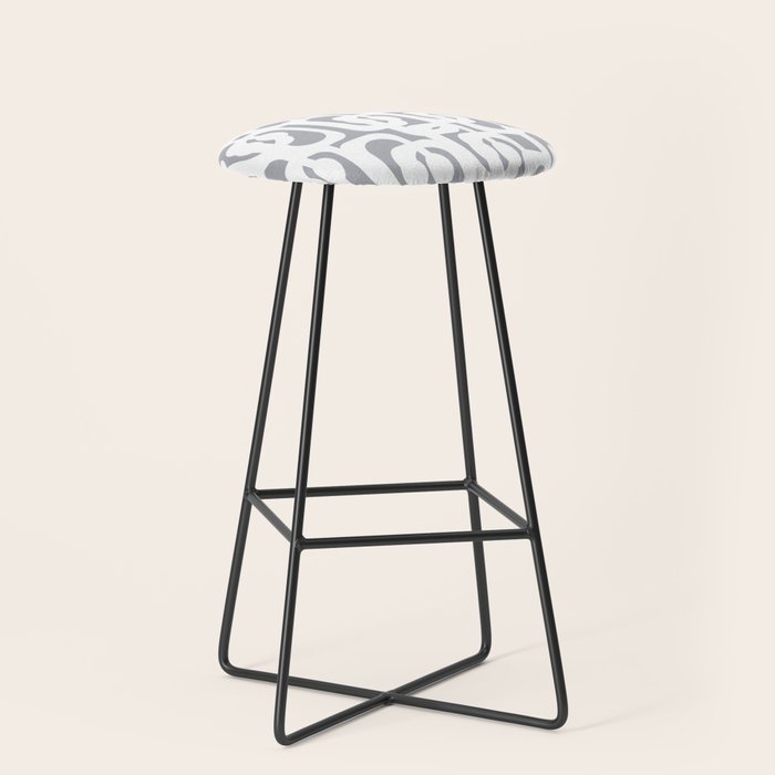 Mid Century Modern Loops Pattern in White and Gray Stool Gallery Image 1