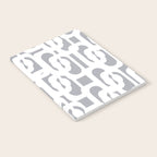 Mid Century Modern Loops Pattern in White and Gray Notebook Gallery Image 2