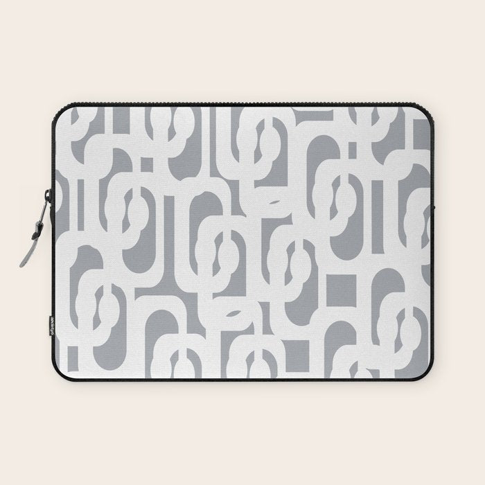 Mid Century Modern Loops Pattern in White and Gray Laptop Sleeve Gallery Image 1