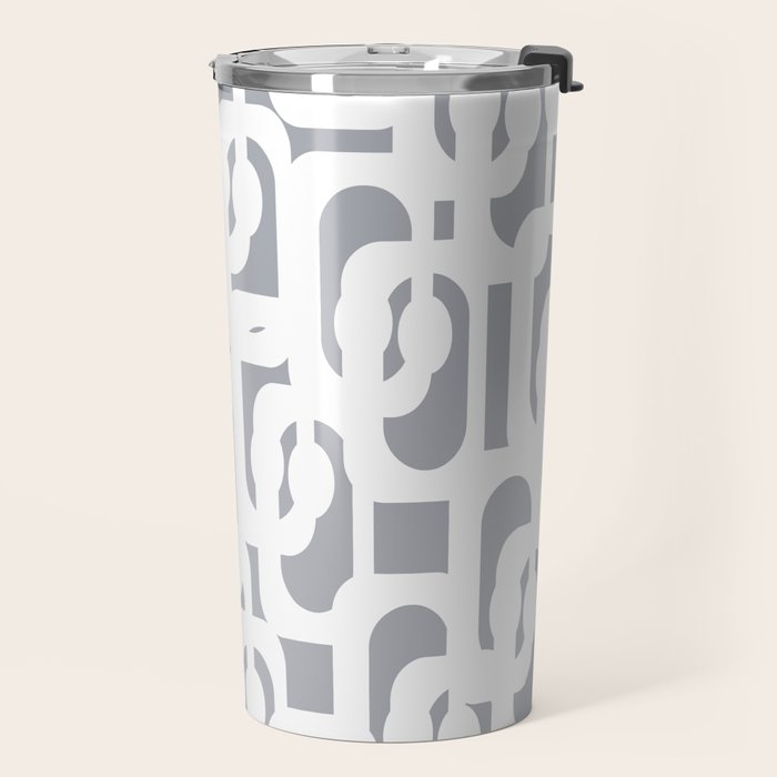 Mid Century Modern Loops Pattern in White and Gray Travel Mug Gallery Image 2