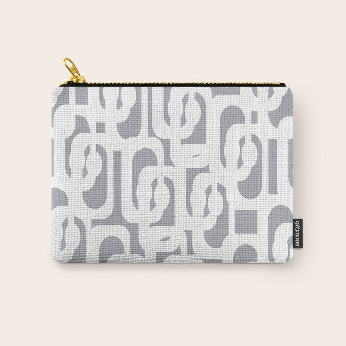 Mid Century Modern Loops Pattern in White and Gray Carry All Pouch Gallery Image 1