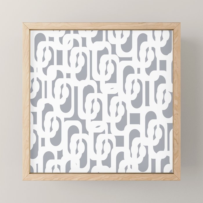 Mid Century Modern Loops Pattern in White and Gray Mini Art Print Gallery Image 1