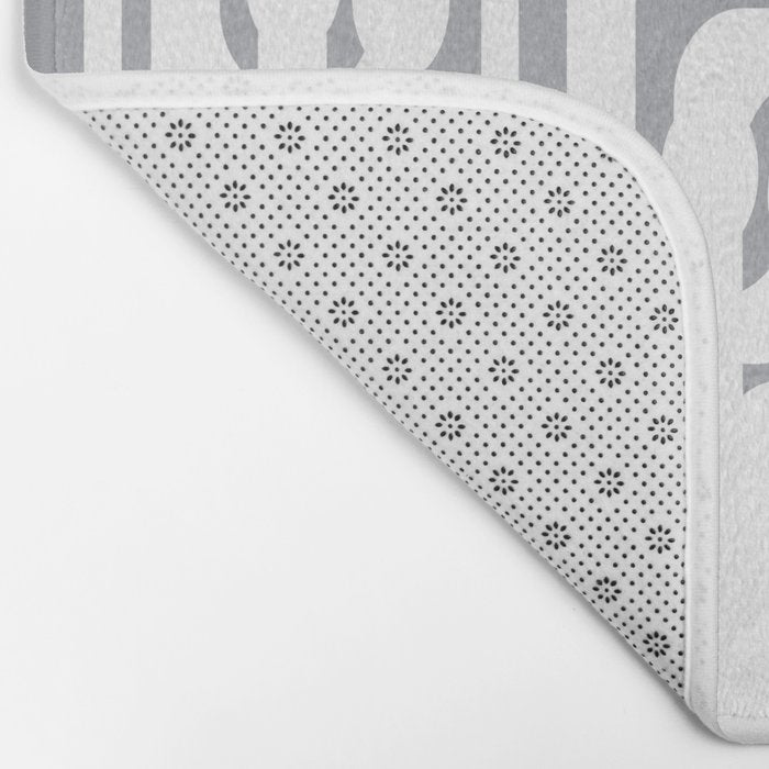 Mid Century Modern Loops Pattern in White and Gray Bath Mat Gallery Image 2