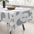 Mid Century Modern Loops Pattern in White and Gray Tablecloth Gallery Image 3