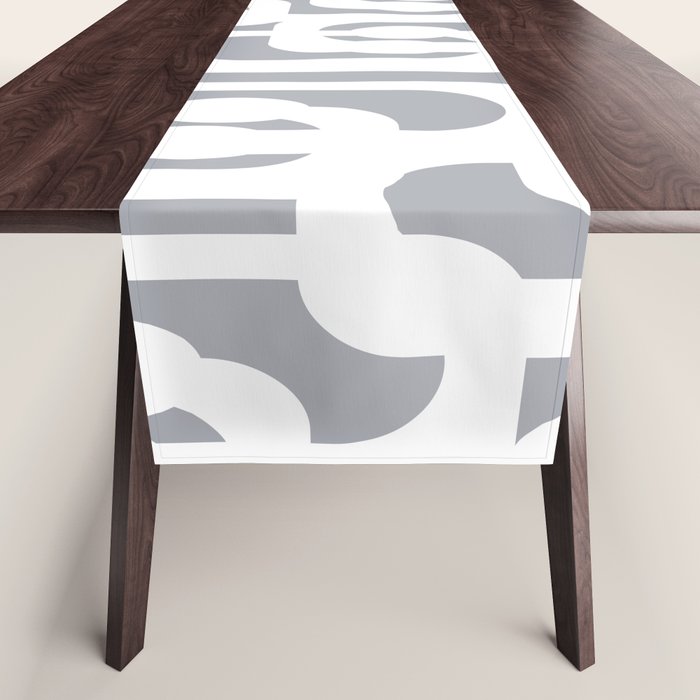 Mid Century Modern Loops Pattern in White and Gray Table Runner Gallery Image 1