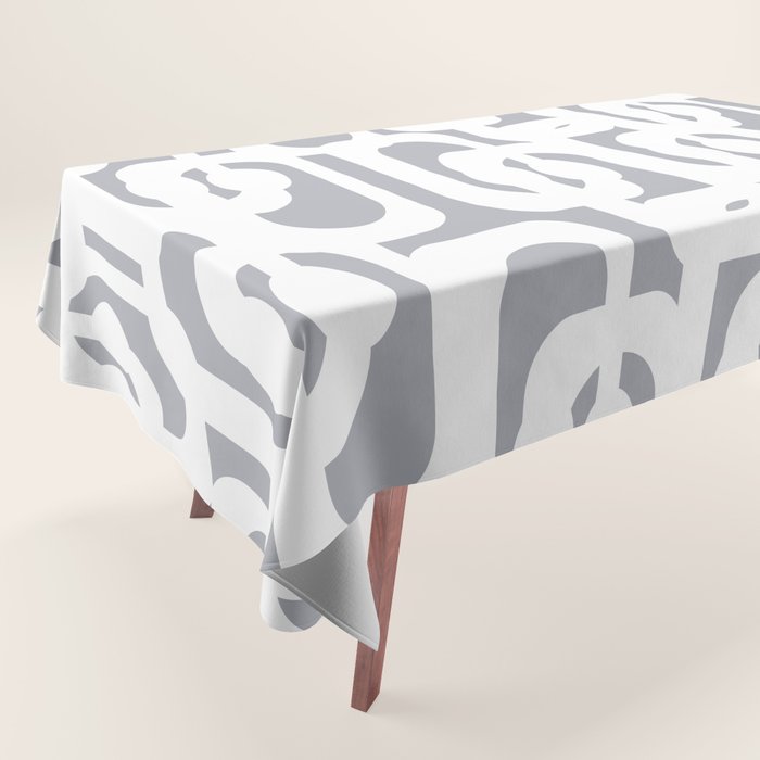 Mid Century Modern Loops Pattern in White and Gray Tablecloth Gallery Image 1