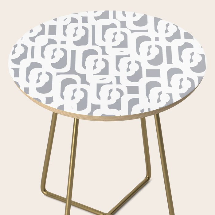 Mid Century Modern Loops Pattern in White and Gray Side Table Gallery Image 2