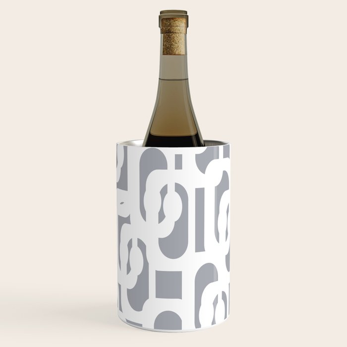 Mid Century Modern Loops Pattern in White and Gray Wine Chiller Gallery Image 3