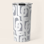 Mid Century Modern Loops Pattern in White and Gray Travel Mug Gallery Image 1