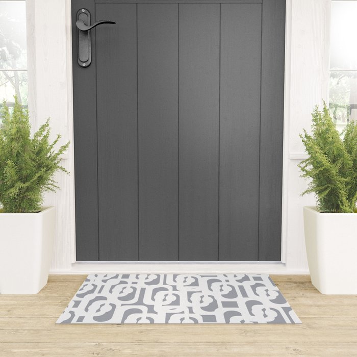 Mid Century Modern Loops Pattern in White and Gray Welcome Mat Gallery Image 3