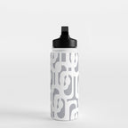Mid Century Modern Loops Pattern in White and Gray Water Bottle Gallery Image 3